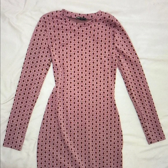 Zara | Dresses | Zara Pink Long Sleeve Bodycon Dress | Poshmark